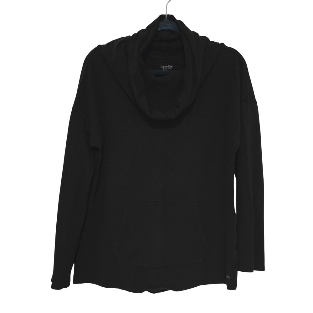 CALVIN KLEIN BLACK THICK COTTON COWL NECK Pullover Med